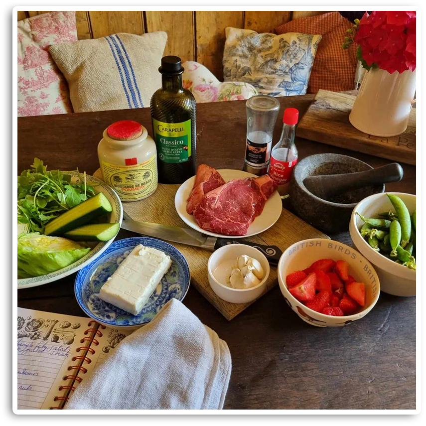 Strawberry & Feta Salad with Pan Fried La Perrière Angus Steak